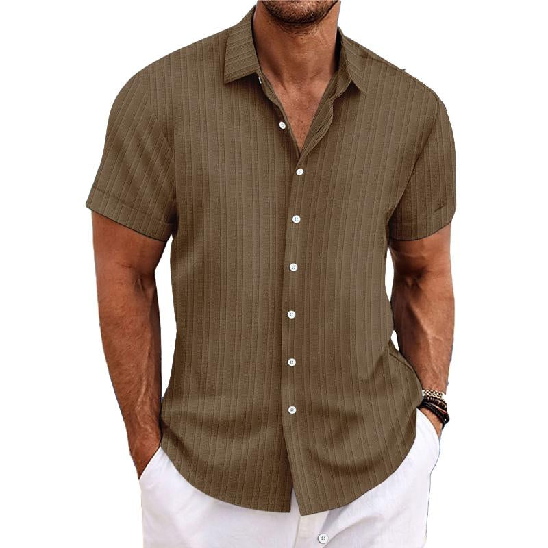 Felix - Cotton linen striped lapel shirt