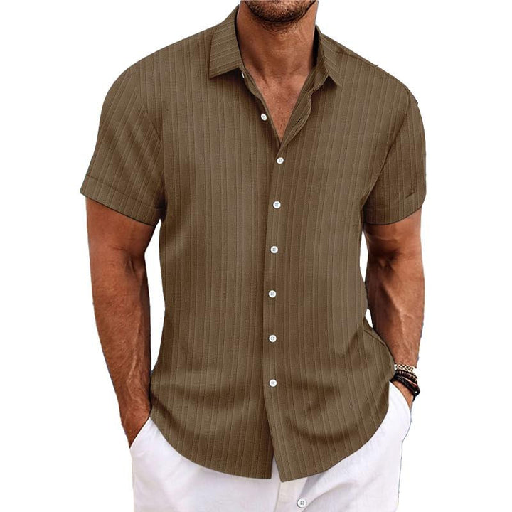Felix - Cotton linen striped lapel shirt