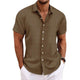 Felix - Cotton linen striped lapel shirt