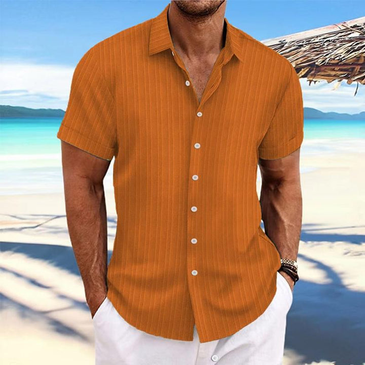 Felix - Cotton linen striped lapel shirt