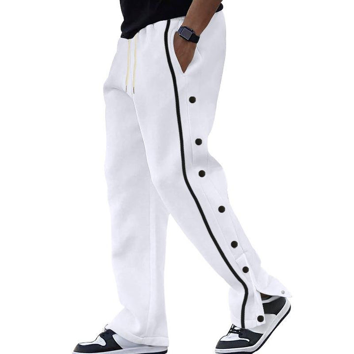 Gavin - Men's Loose Sweatpants with Side Buttons and Elastic Waist