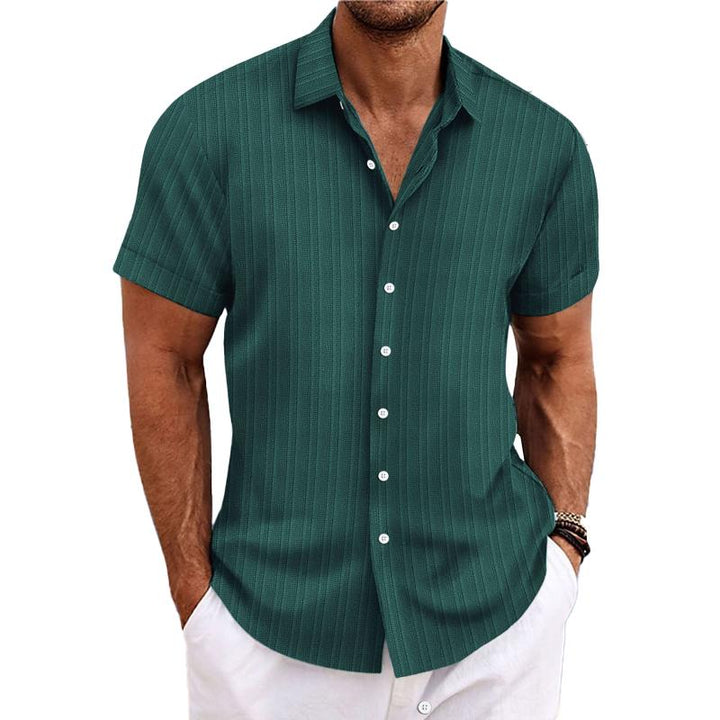 Felix - Cotton linen striped lapel shirt