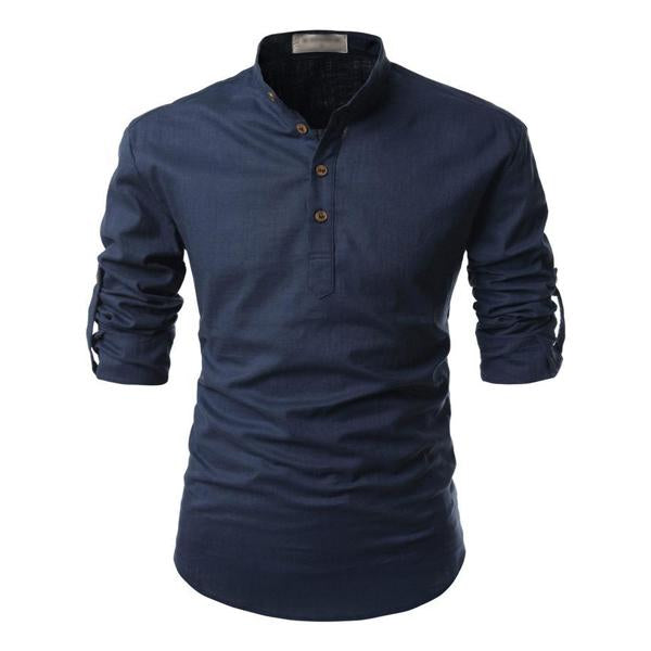 Roman - Solid Color Stand Collar Shirt