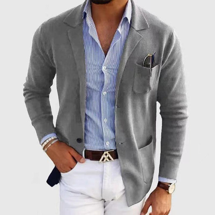 Cristian - Casual notch lapel single-breasted slim-fit knitted blazer