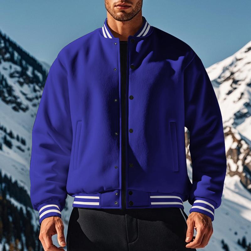 Ernesto - Men's Fleece Baseball Jacket with Stand Collar