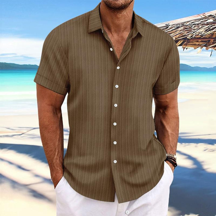 Felix - Cotton linen striped lapel shirt