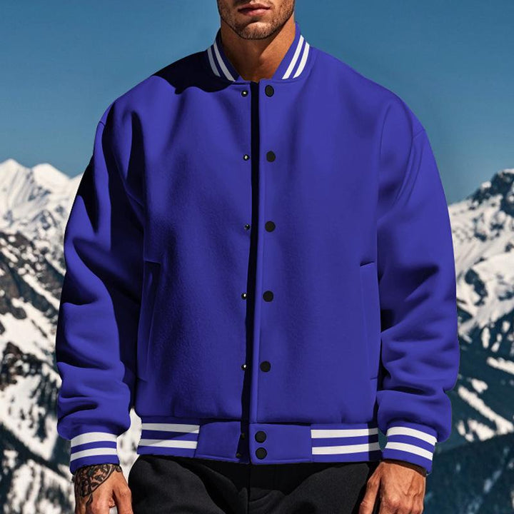 Ernesto - Men's Fleece Baseball Jacket with Stand Collar