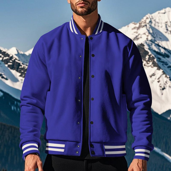 Ernesto - Men's Fleece Baseball Jacket with Stand Collar