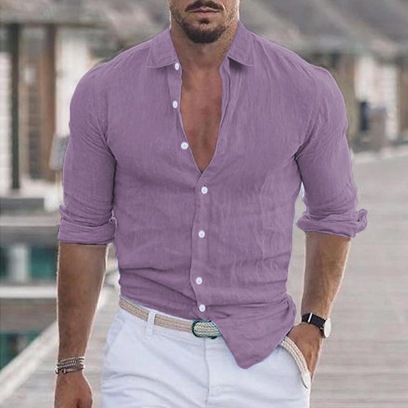 Calvin - Casual solid lapel shirt