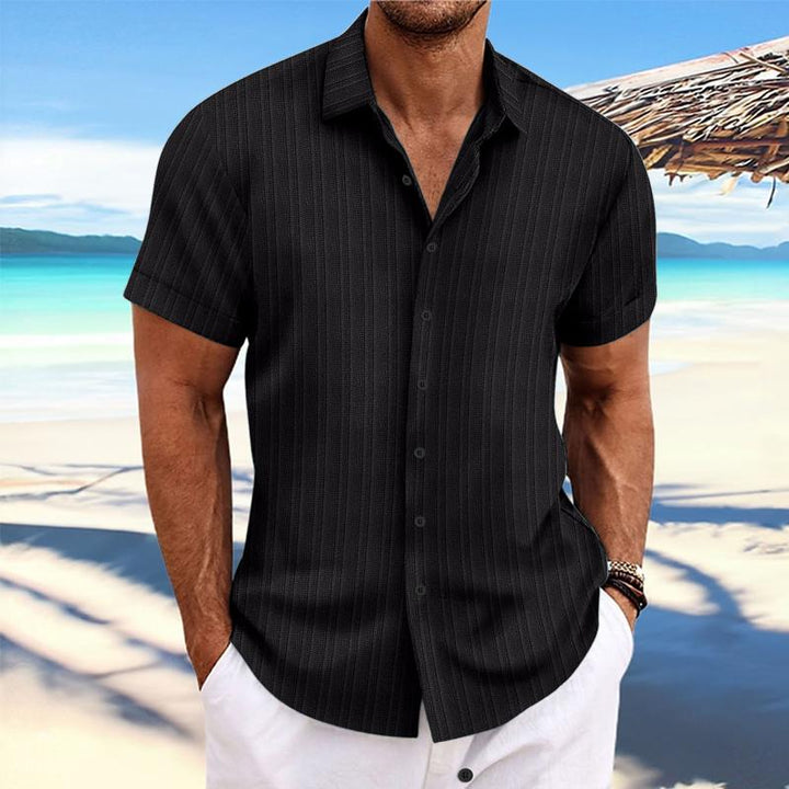 Felix - Cotton linen striped lapel shirt