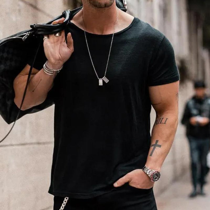 Miles - Casual solid color round neck t-shirt