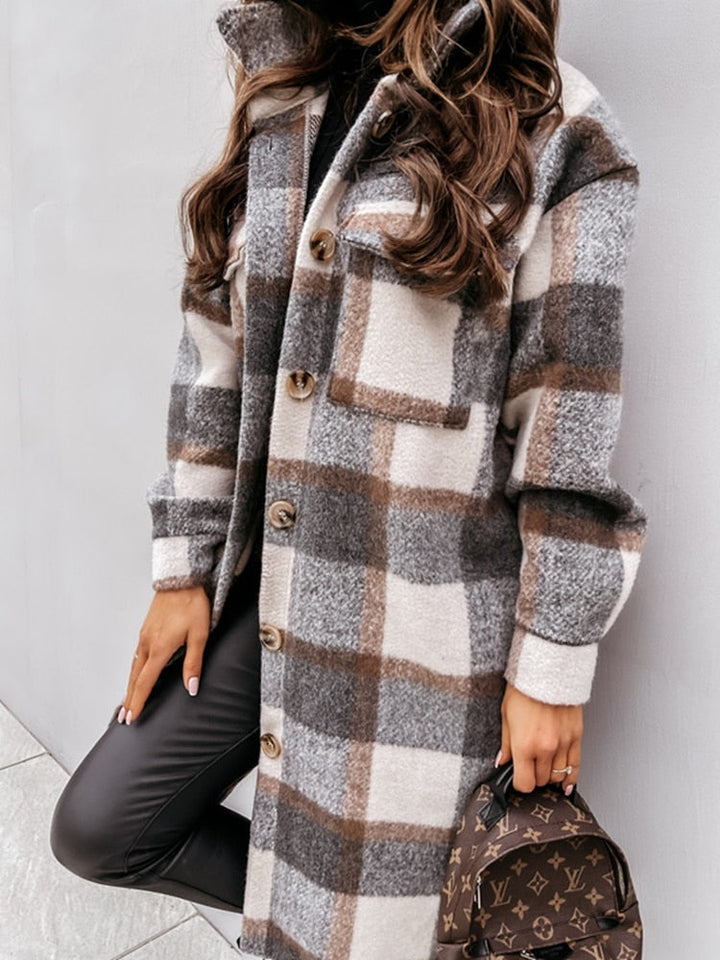 Women’s Checked Shirt Coat | Long