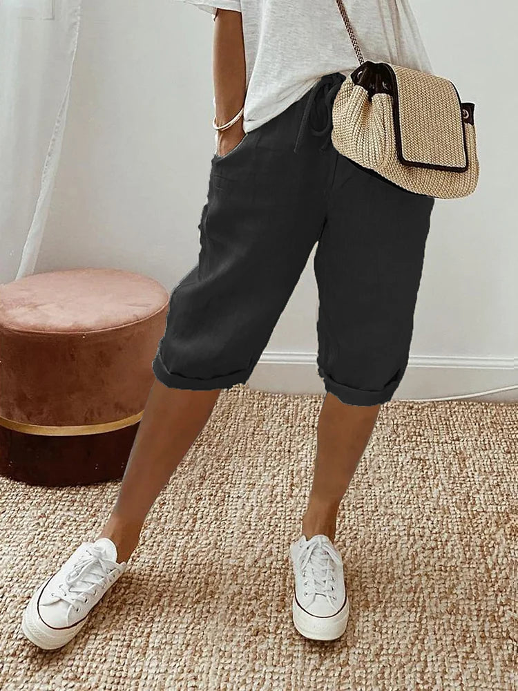 Women's Knee-Length Shorts | With Drawstring