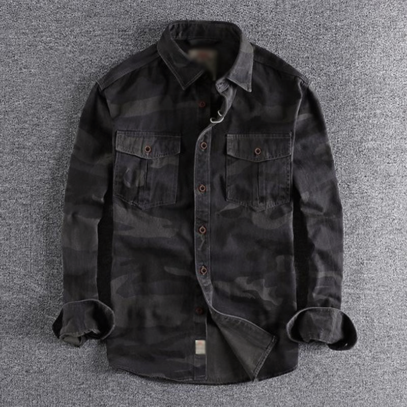 Sawyer - Washed camo cargo shirt