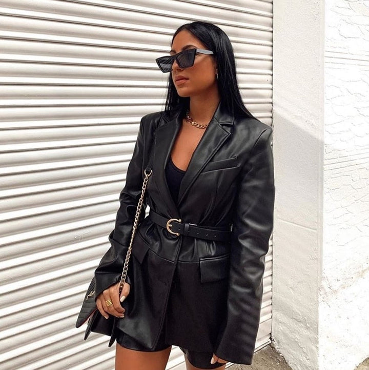 Women’s Belted Longline Blazer | Sleek