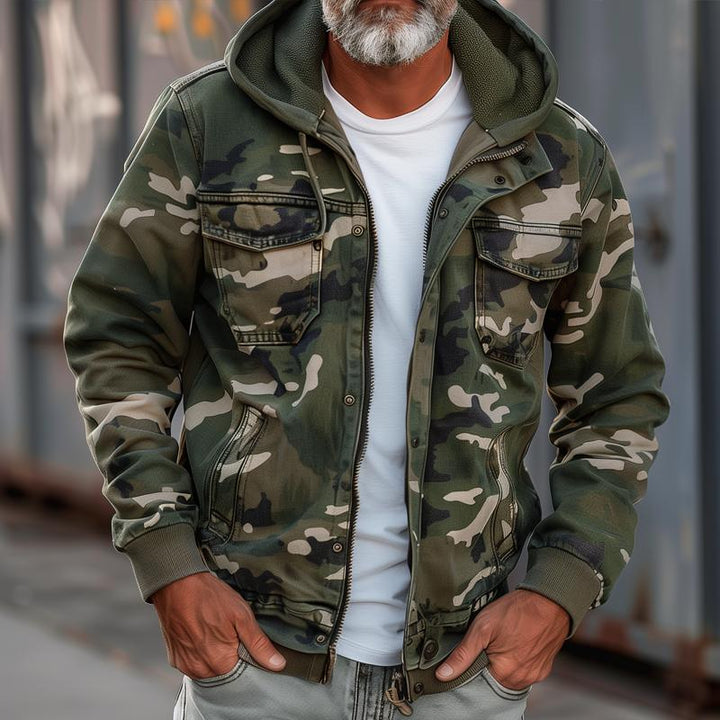 Matteo - Men's Camouflage Hooded Cargo Jacket