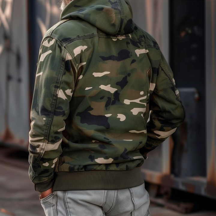 Matteo - Men's Camouflage Hooded Cargo Jacket