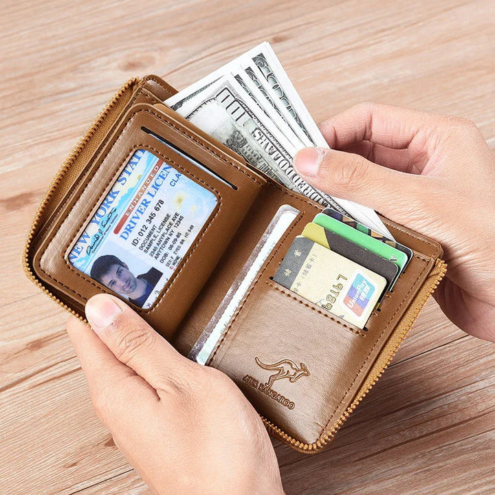 Men’s RFID Zipper Wallet | Slim Leather