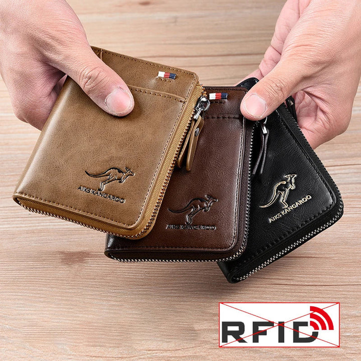 Men’s RFID Zipper Wallet | Slim Leather