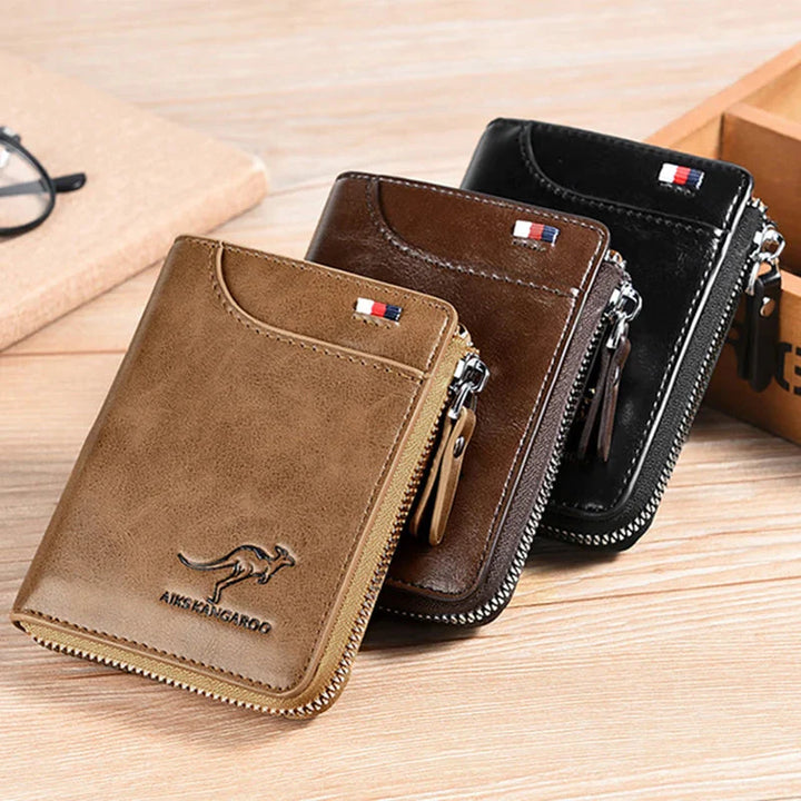 Men’s RFID Zipper Wallet | Slim Leather