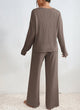 Women’s Ribbed Lounge Set | V-Neck & Wide Leg