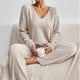 Women’s Ribbed Lounge Set | V-Neck & Wide Leg