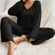 Women’s Ribbed Lounge Set | V-Neck & Wide Leg
