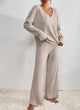Women’s Ribbed Lounge Set | V-Neck & Wide Leg