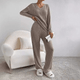 Women’s Ribbed Lounge Set | V-Neck & Wide Leg
