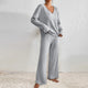 Women’s Ribbed Lounge Set | V-Neck & Wide Leg