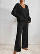 Women’s Ribbed Lounge Set | V-Neck & Wide Leg