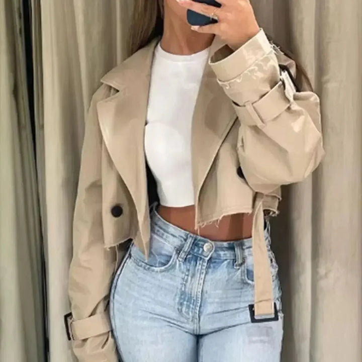 Women’s Cropped Trench Coat | Belted Cuffs