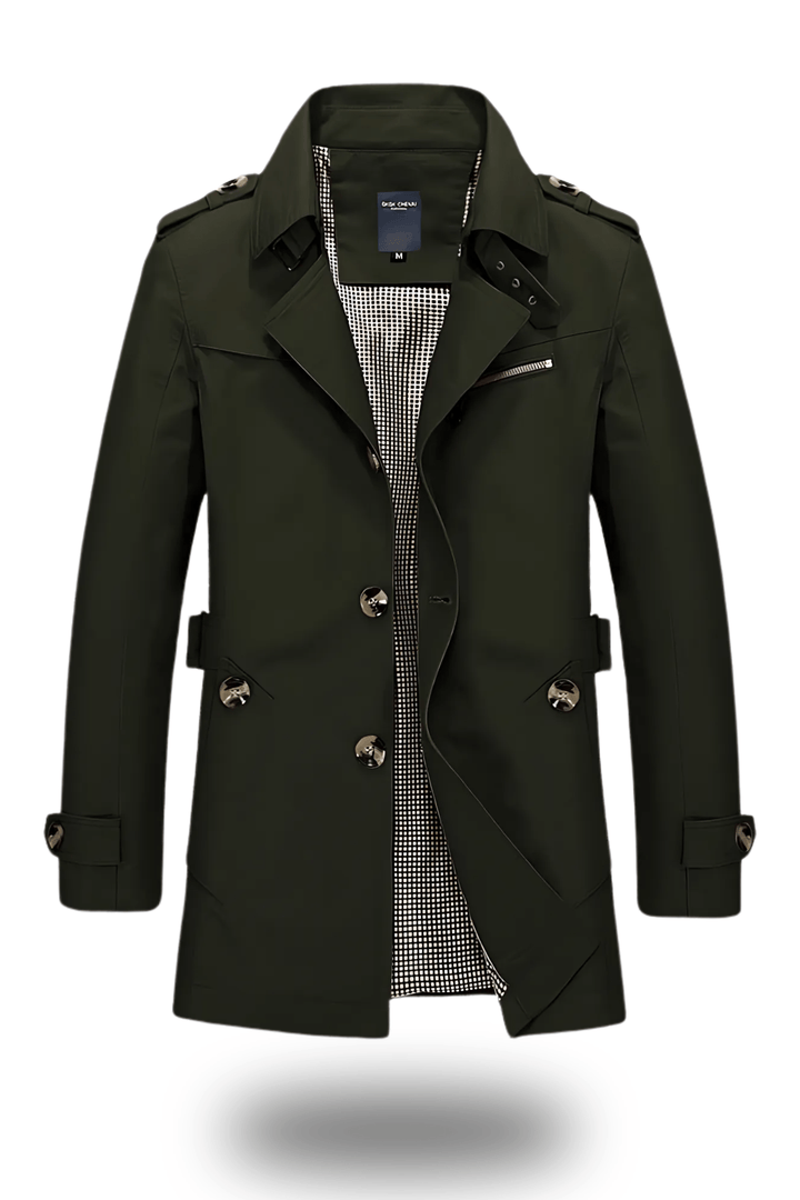 Men’s Double-Breasted Trench Coat | Mid-Length