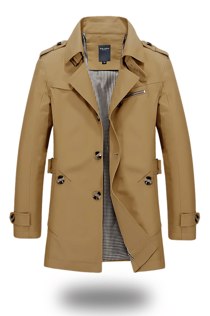 Men’s Double-Breasted Trench Coat | Mid-Length