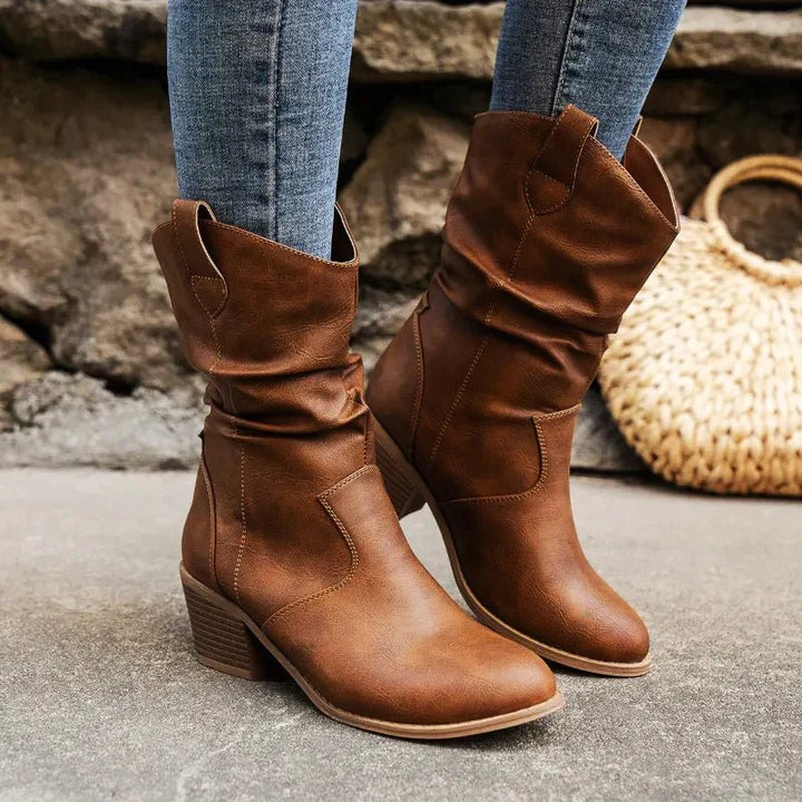 Women’s Mid-Calf Western Boots | Block Heel