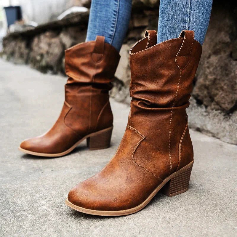 Women’s Mid-Calf Western Boots | Block Heel