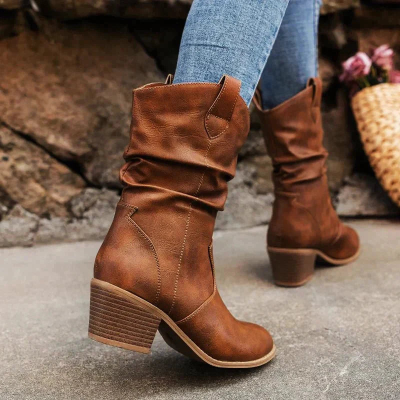 Women’s Mid-Calf Western Boots | Block Heel