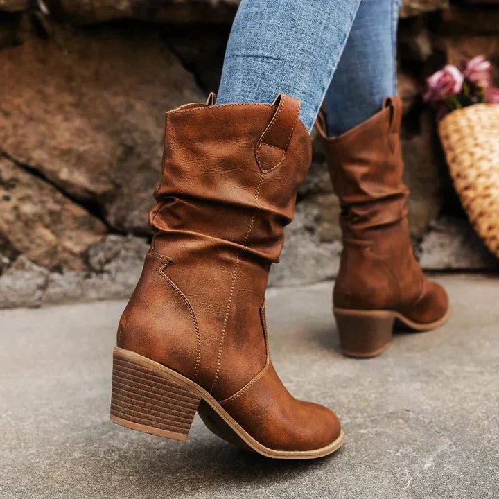 Women’s Mid-Calf Western Boots | Block Heel