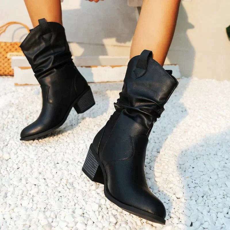 Women’s Mid-Calf Western Boots | Block Heel