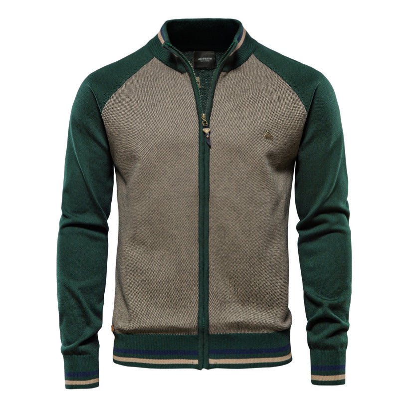 Men’s Zip-Up Knitted Jacket | Colourblock