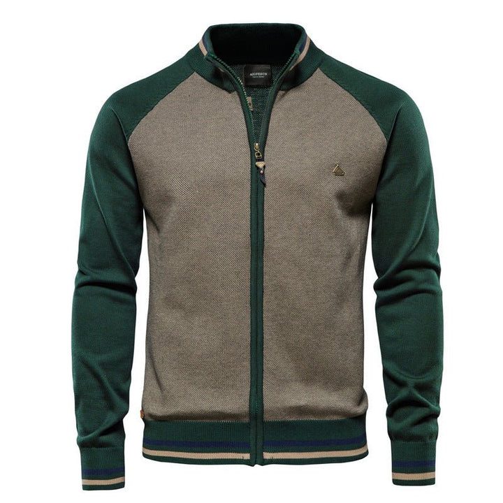 Men’s Zip-Up Knitted Jacket | Colourblock