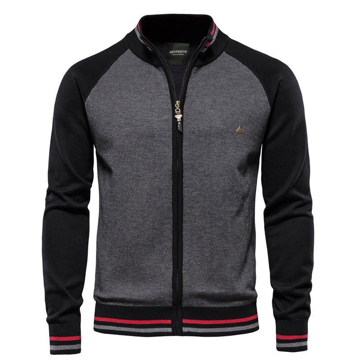 Men’s Zip-Up Knitted Jacket | Colourblock