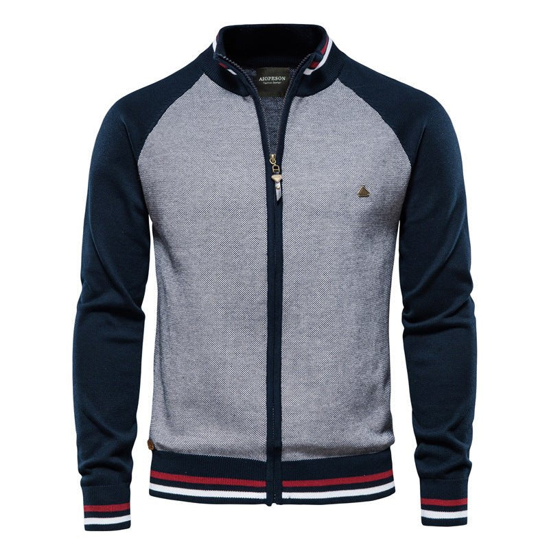 Men’s Zip-Up Knitted Jacket | Colourblock