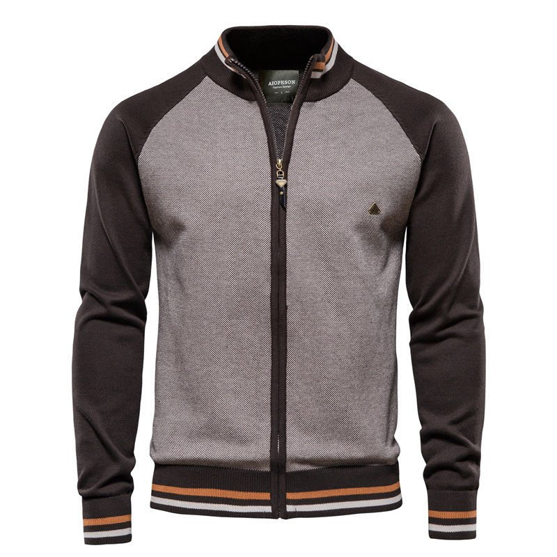 Men’s Zip-Up Knitted Jacket | Colourblock