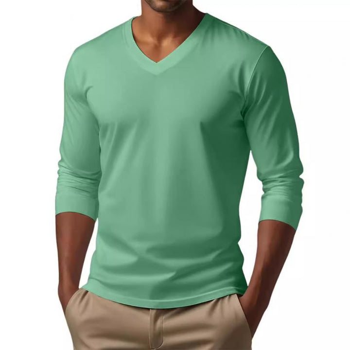 Cameron - Casual v-neck cotton blend t-shirt