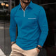 Xavier - Men's Long Sleeve Polo Shirt with Zipper Lapel and Breast Pocket