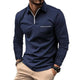 Xavier - Men's Long Sleeve Polo Shirt with Zipper Lapel and Breast Pocket