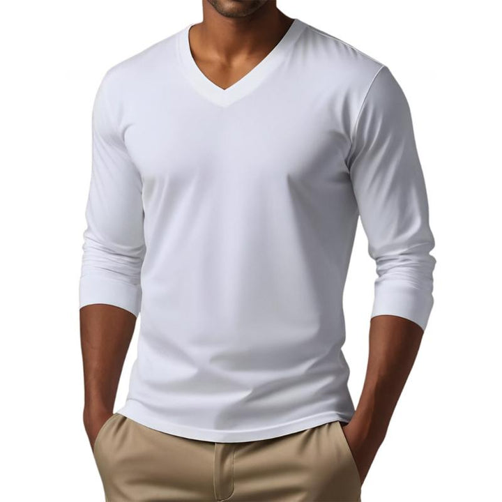 Cameron - Casual v-neck cotton blend t-shirt