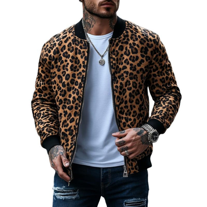 Fabian - Men's Essential Leopard Pattern Bomber Jacket
