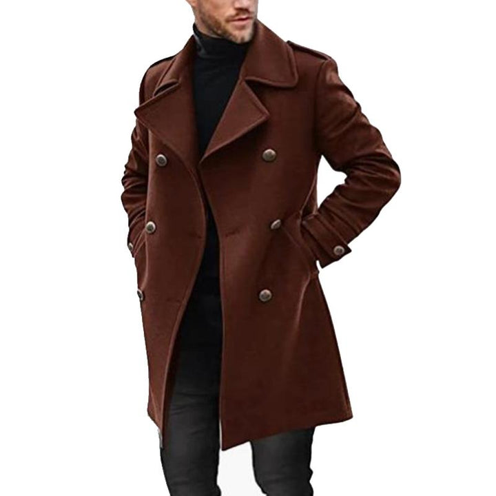Hayden - Men's Double Breasted Mid-Length Lapel Coat
